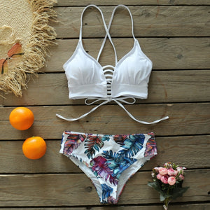 2021 New Sexy Bikinis Women Swimsuit Lace Up Swimwear Plus Size Bathing Suit Beachwear Print Summer Biquini Female