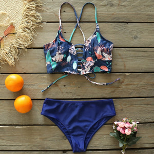2021 New Sexy Bikinis Women Swimsuit Lace Up Swimwear Plus Size Bathing Suit Beachwear Print Summer Biquini Female