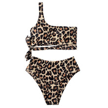 Load image into Gallery viewer, Bikini Swimsuit Women Push Up Bikini Set Sexy One Shoulder Beachwear Summer Leopard Bathing Suit High Waist Swimwear Women 2021