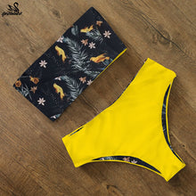 Load image into Gallery viewer, Bikini 2021 Swimwear Swimsuit Women Print High Waist Bikini Set Back Cross Bandeau Bathing Suit Female Beach Wear Biquini