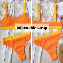 Load image into Gallery viewer, INGAGA High Waist Bikinis 2021 Swimsuits Push Up Swimwear Women Splicing Biquini Beachwear Sexy Ribbed Bathing Suits Female New