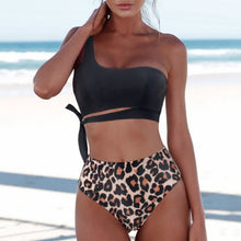 Load image into Gallery viewer, Bikini Swimsuit Women Push Up Bikini Set Sexy One Shoulder Beachwear Summer Leopard Bathing Suit High Waist Swimwear Women 2021